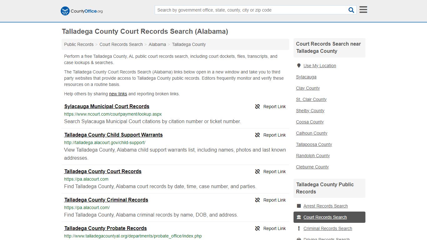 Talladega County Court Records Search (Alabama) - County Office