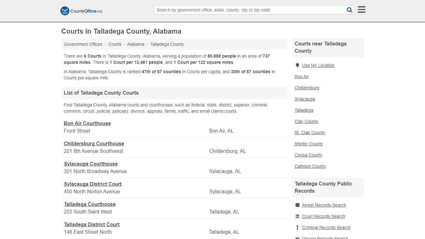 Courts - Talladega County, AL (Court Records & Calendars)