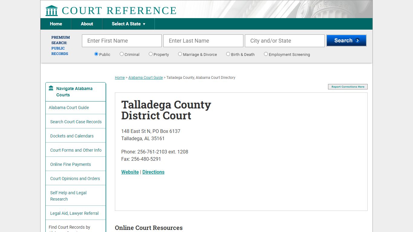 Talladega County District Court - Courtreference.com